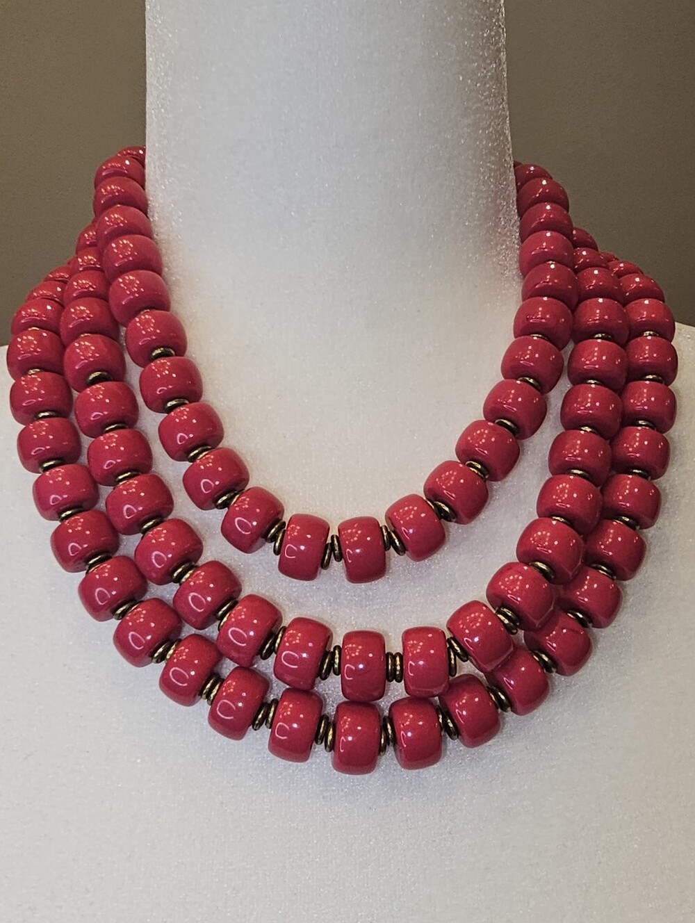 Premier Designs-Bold Pink‎ Beaded Multi-Strand Necklace